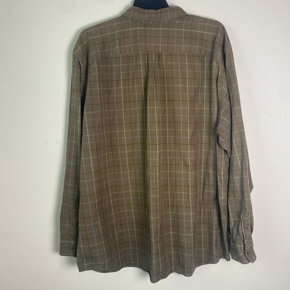 Eddie Bauer Relaxed Fit Plaid Button-Up Shirt XXXL Tall 100% Cotton Olive & Purp - Picture 6 of 7